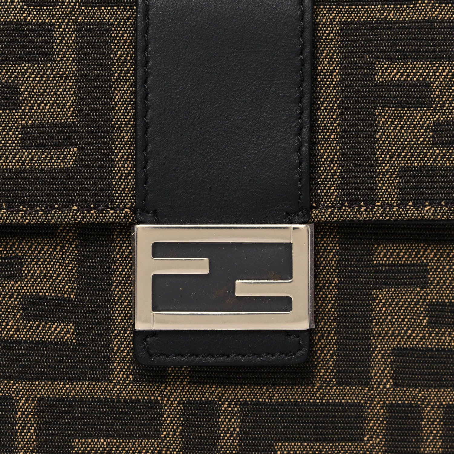 Fendi Recycled Fabric Jacquard Vitello Grace FF 1974 Baguette Belt Pouch Tobacco Moro Black 11 of 12