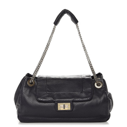 Chanel Calfskin Perforated Large Drill Accordion Flap Navy Blue 1 of 7