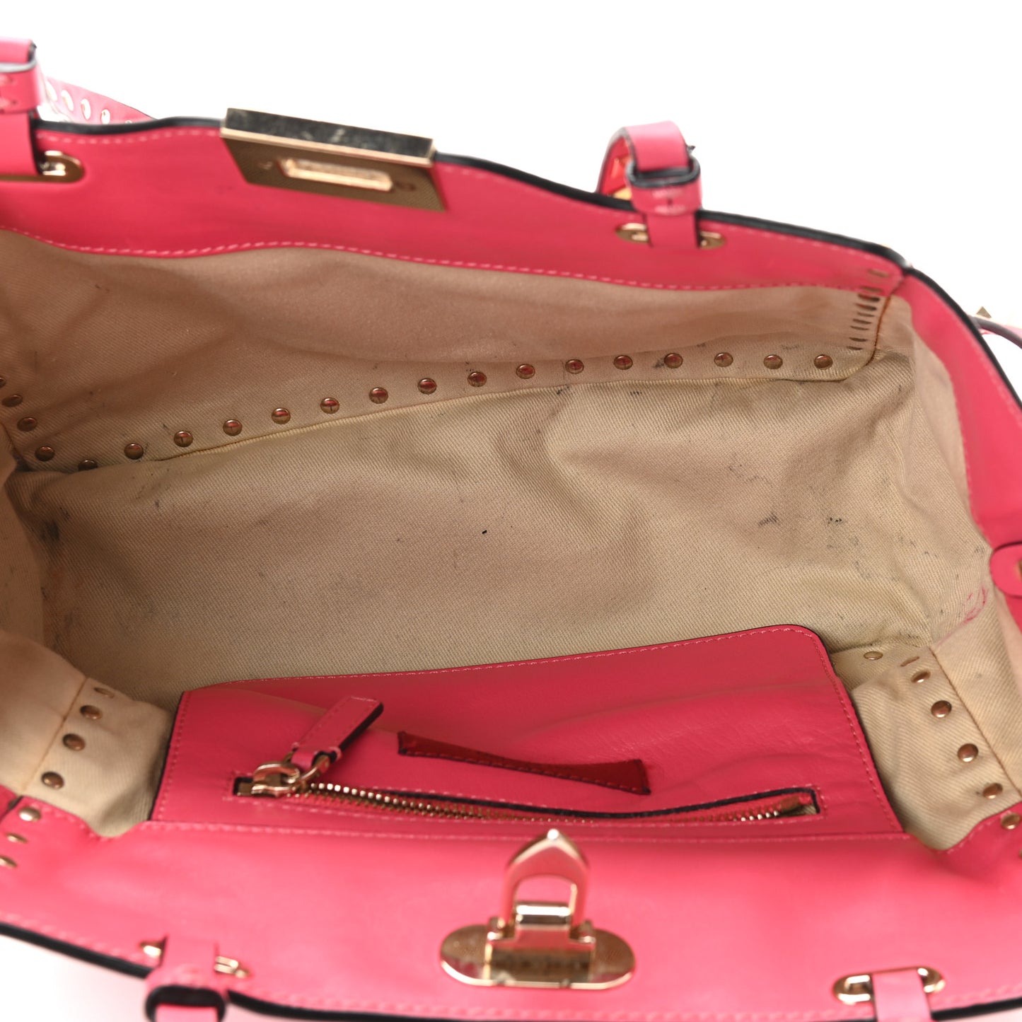 Vitello Small Rockstud Tote Deep Rose