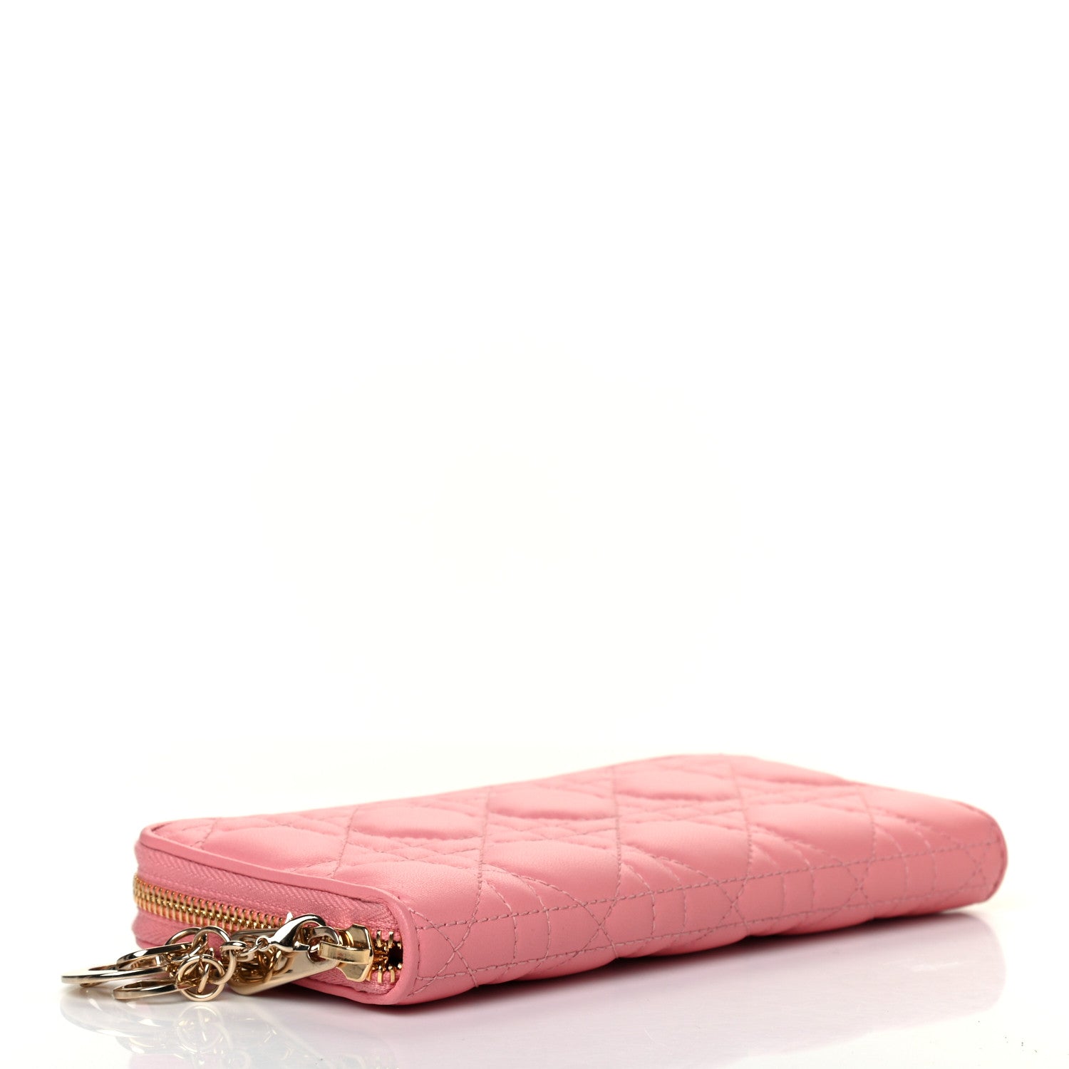 Christian Dior Lambskin Cannage Lady Dior Voyageur Wallet Pink 3 of 4