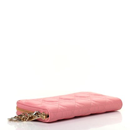 Christian Dior Lambskin Cannage Lady Dior Voyageur Wallet Pink 3 of 4