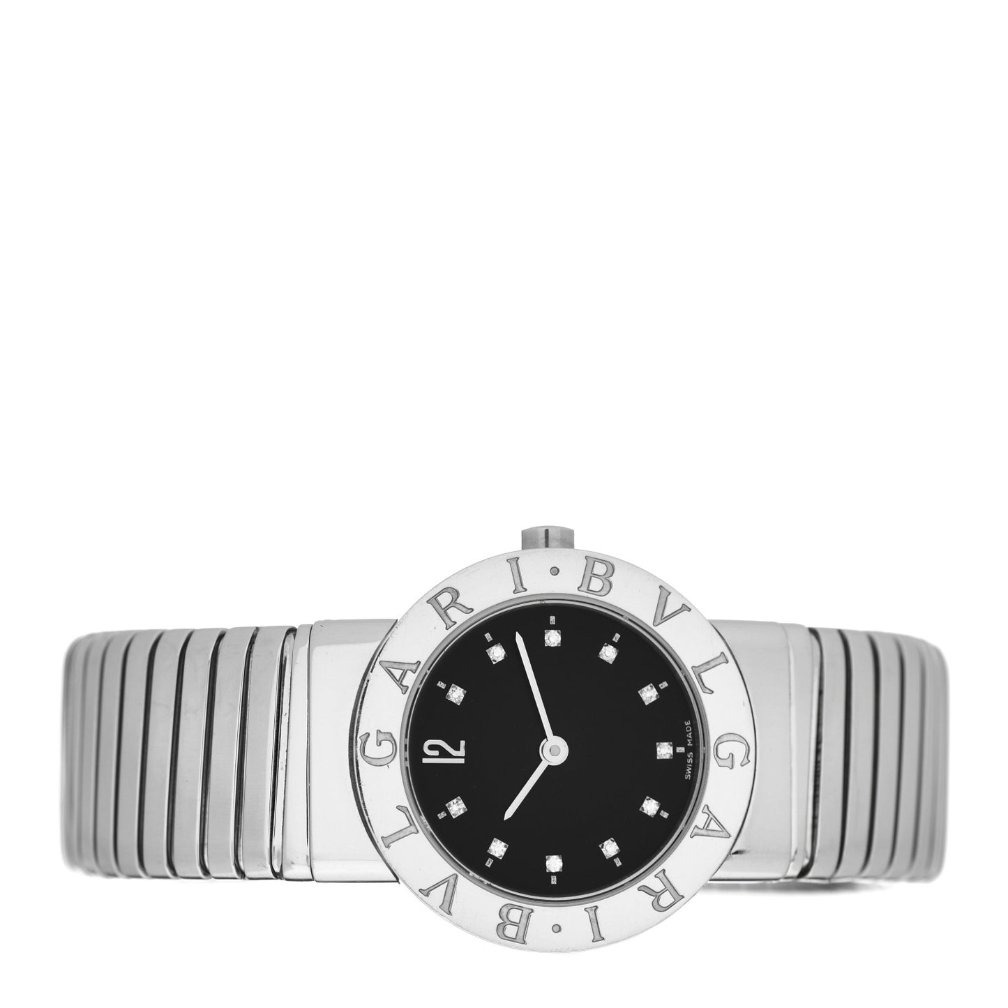 Stainless Steel Diamond 26mm Tubogas Quartz Watch Black