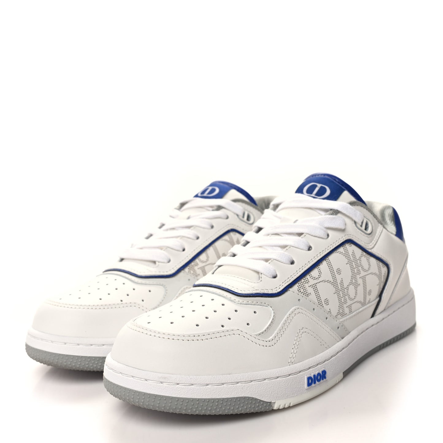 Smooth Calfskin Oblique Galaxy Perforated Mens B27 Low Top Sneakers 40 White Blue