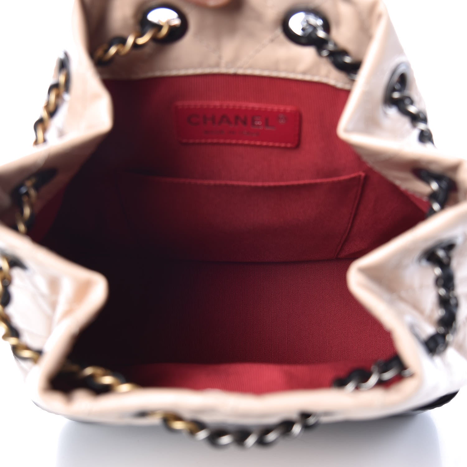 Chanel Aged Calfskin Quilted Small Gabrielle Backpack Beige Black 5 of 10