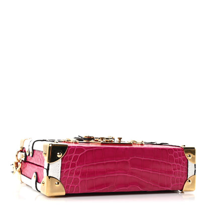 Louis Vuitton Alligator Petite Malle Pink White 4 of 9
