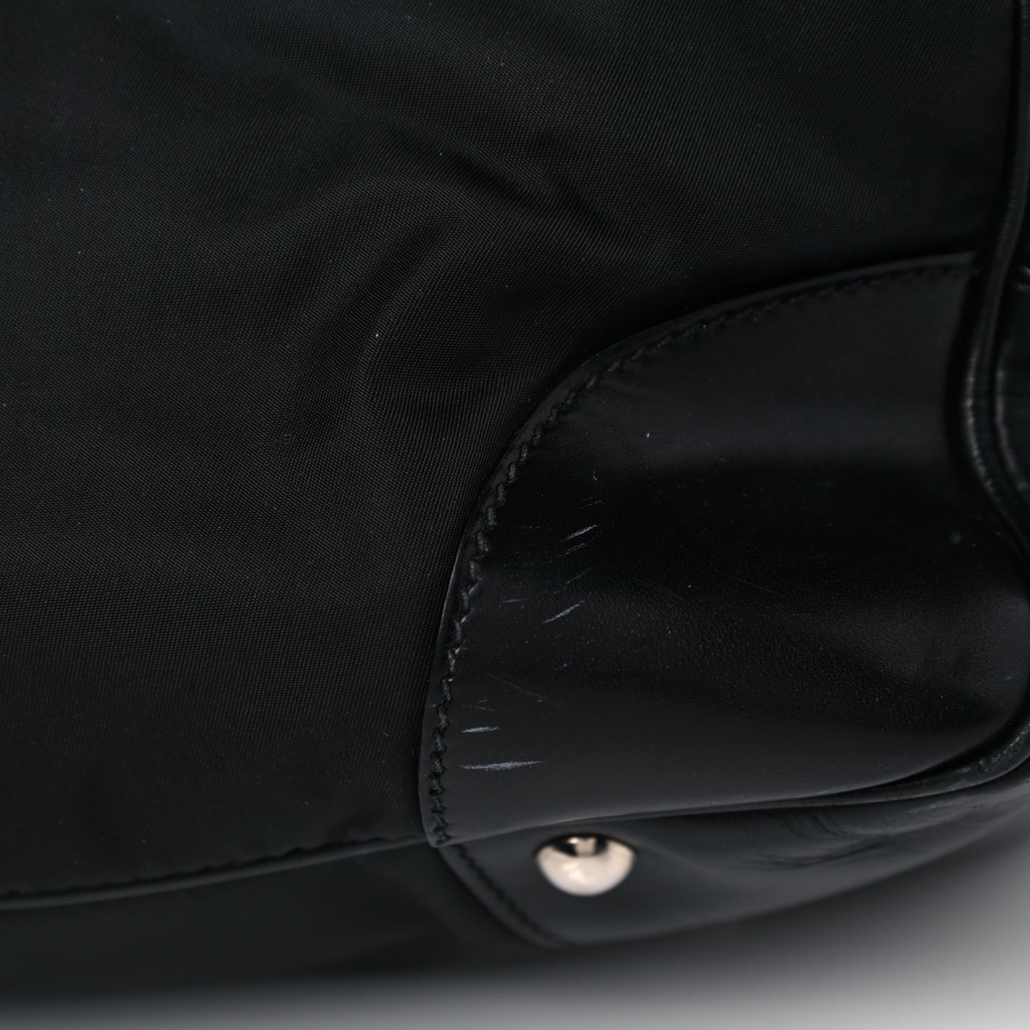 Tessuto Nylon Soft Calfskin Shoulder Bag Black