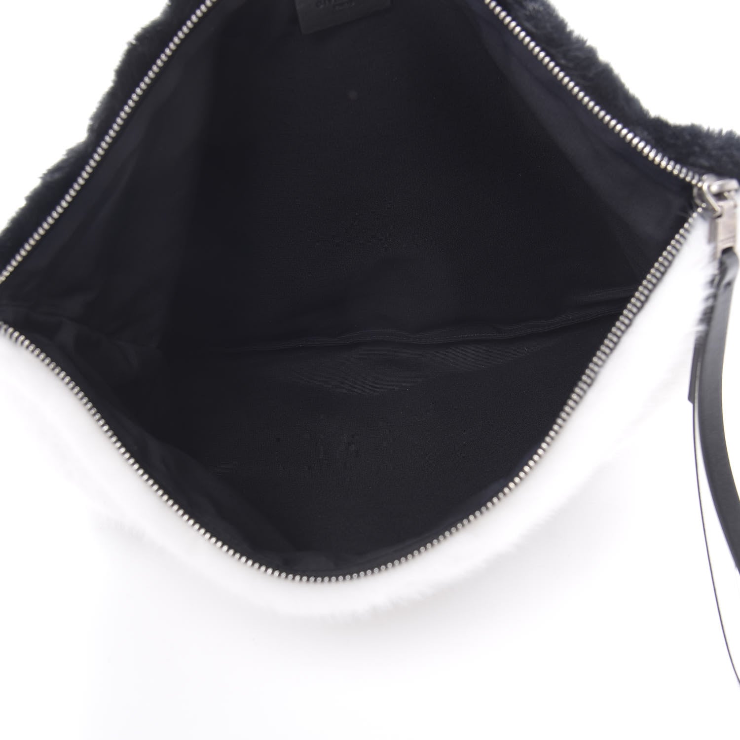 Givenchy Faux Fur Two Tone Large GV3 Pouch Wristlet Black White 5 of 9