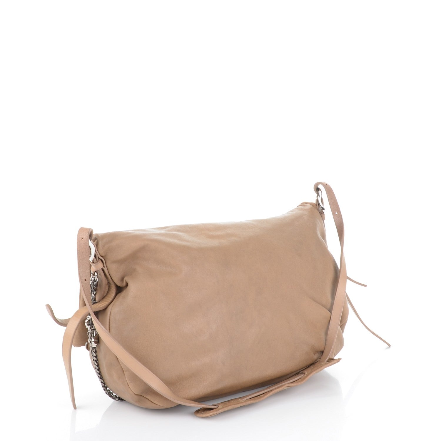 Jimmy Choo Lambskin Biker Large Hobo Beige 3 of 7