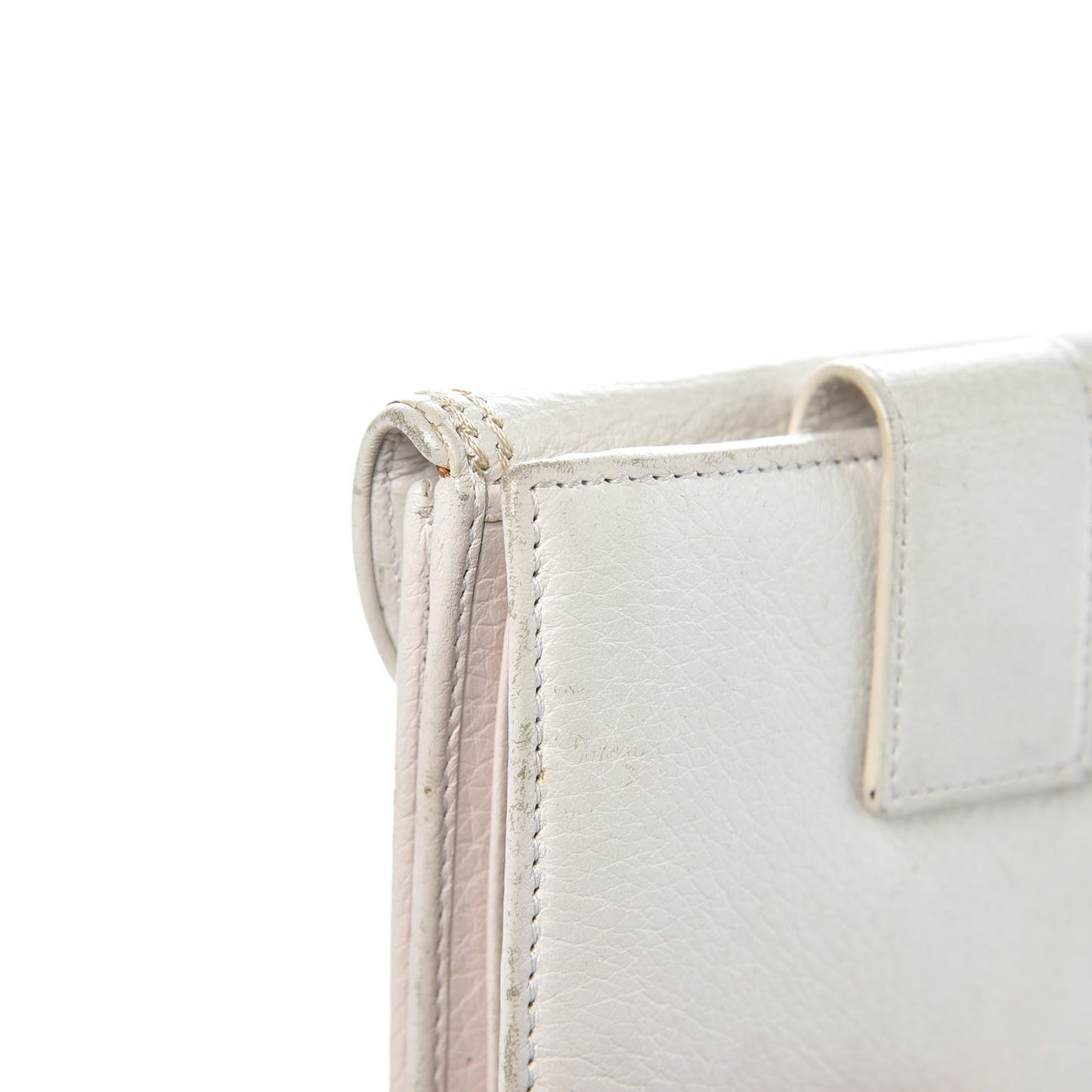 Calfskin Embroidered Romantic Flowers Saddle Compact Wallet White