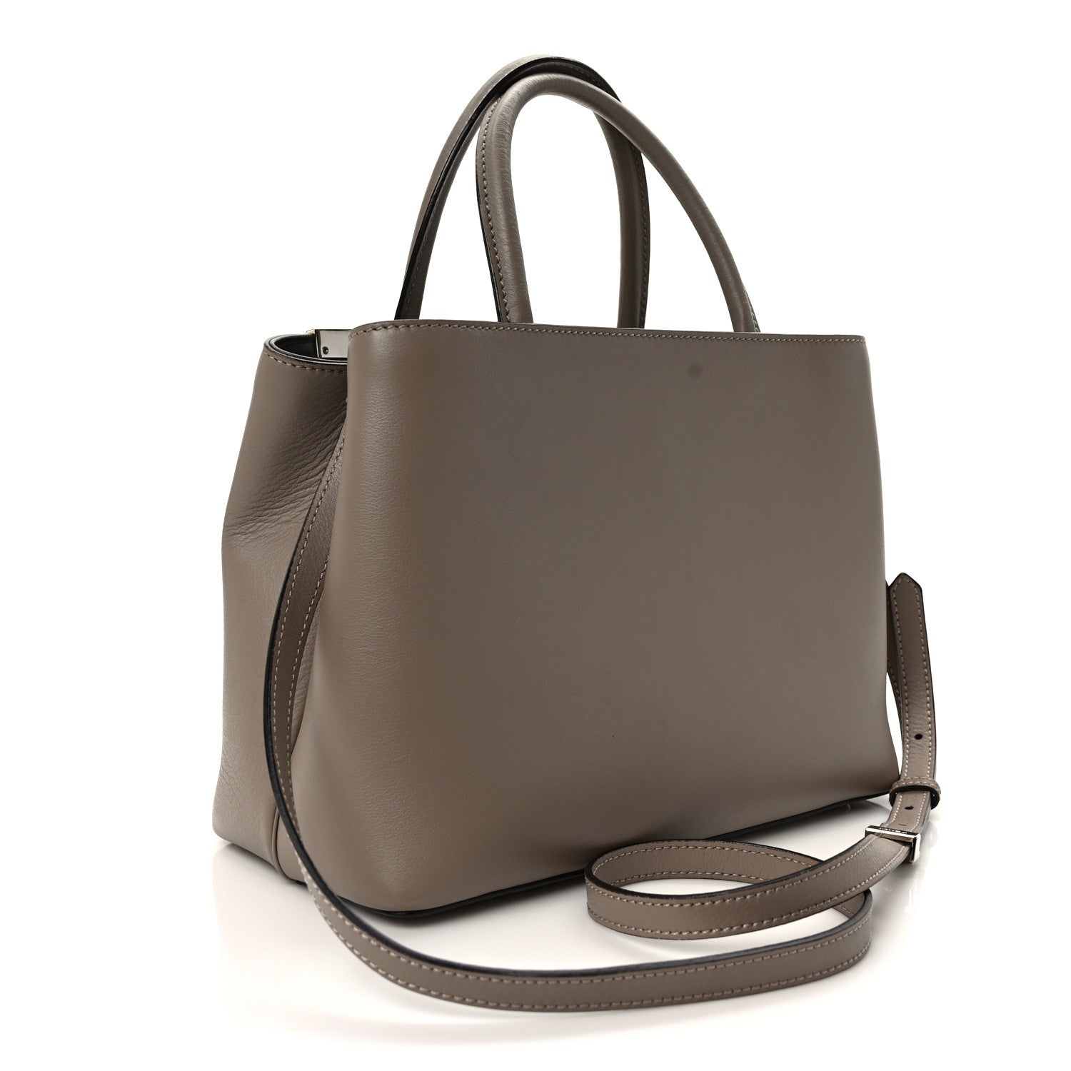 Fendi Vitello Dolce Century Petite 2Jours Tote Tortora Carbone 2 of 9