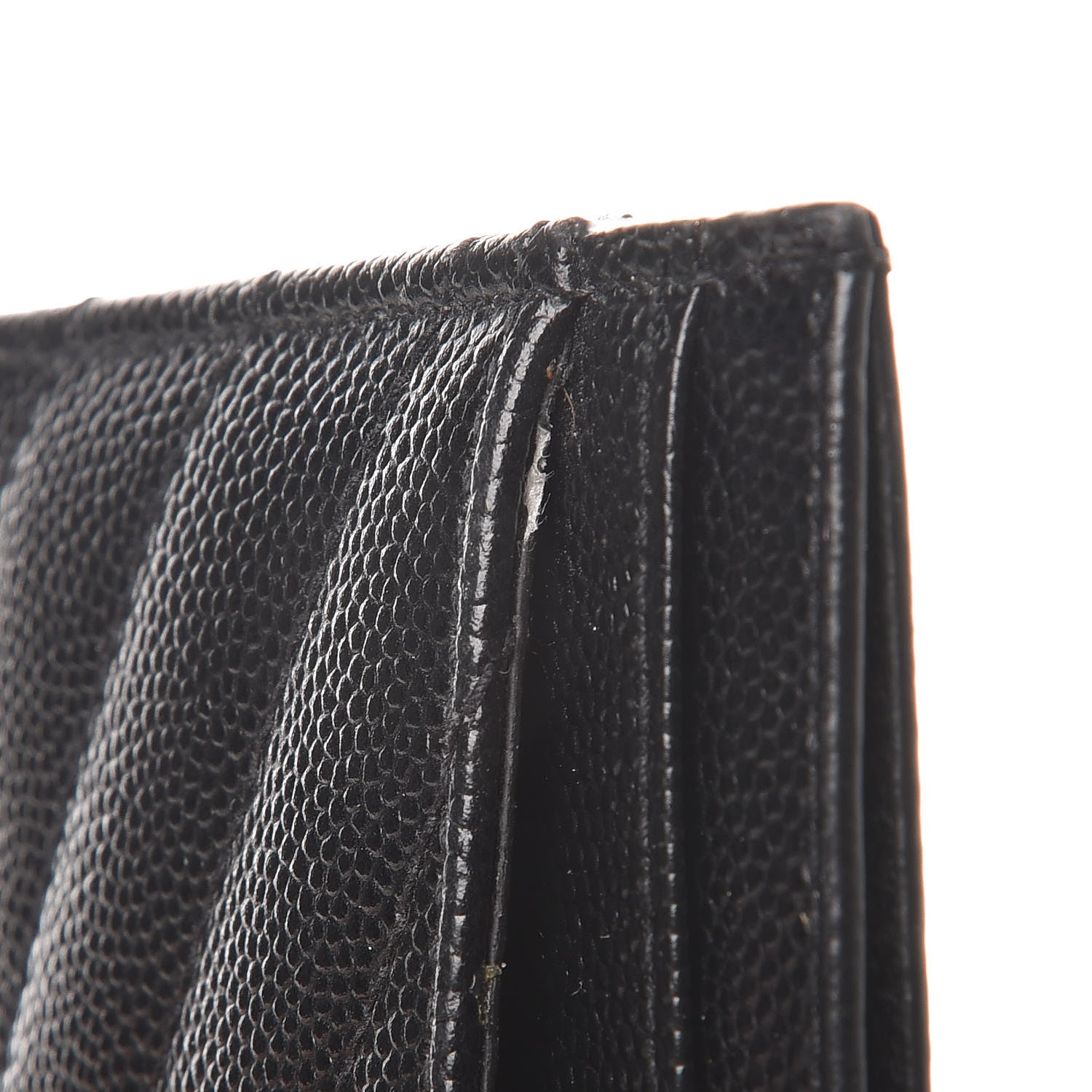 Saint Laurent Grain De Poudre Matelasse Chevron Monogram Credit Card Case Black 8 of 9