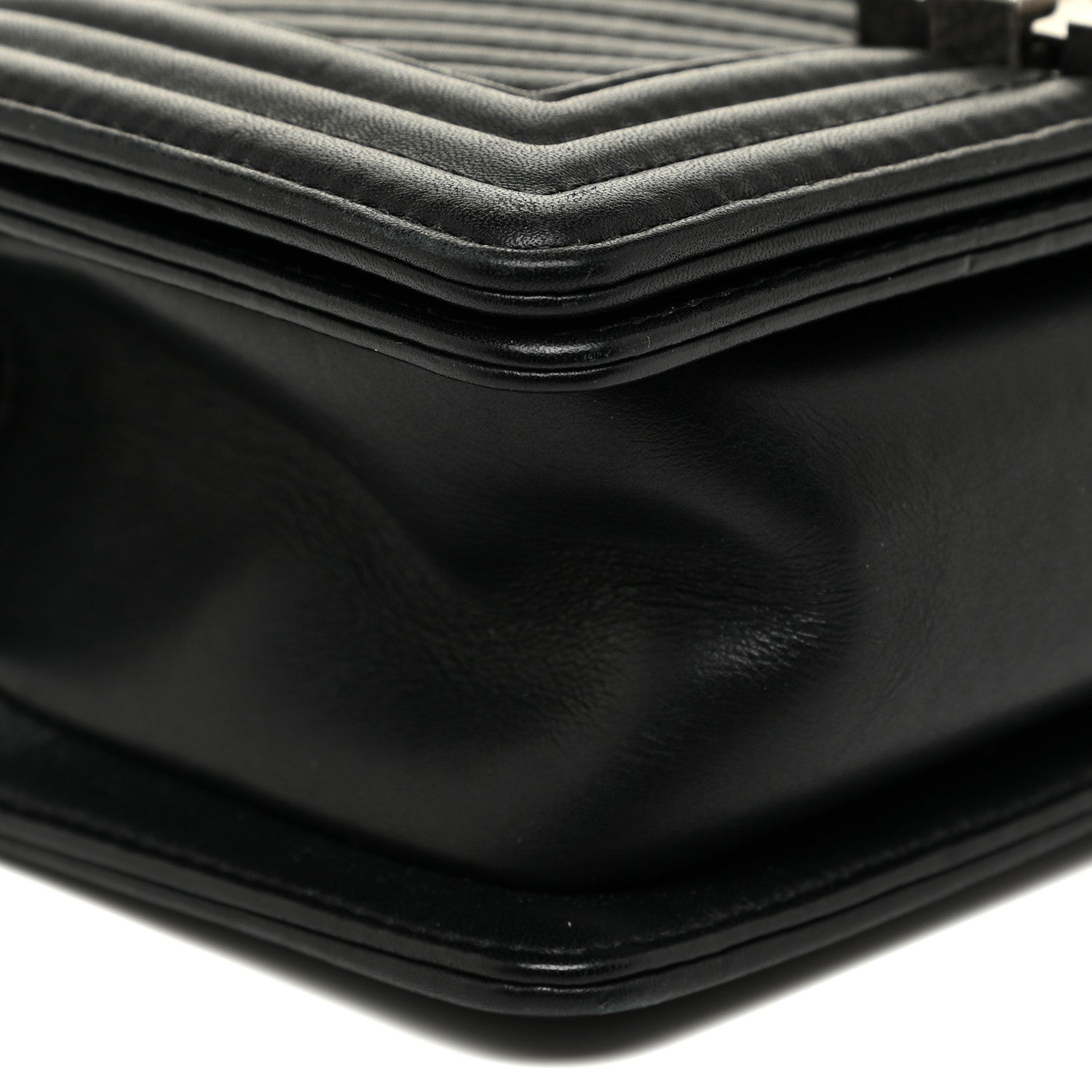 Chanel Calfskin Chevron Quilted Small Boy Flap Black 9 of 14