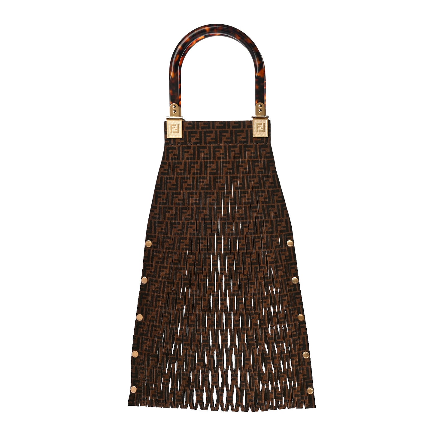 Suede Plexiglass FF Mesh Fendi Sunny Tote Bag Sigaro Moro
