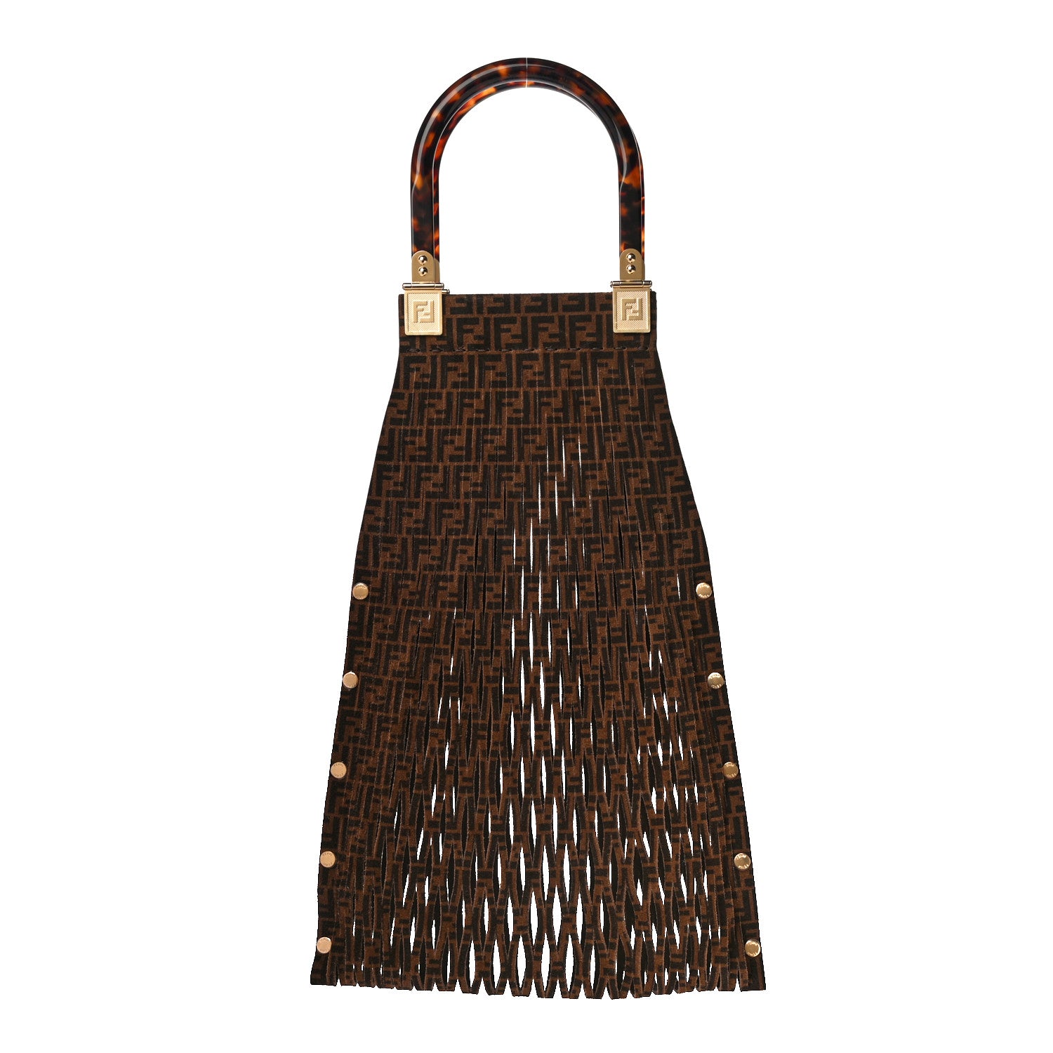 Fendi Suede Plexiglass FF Mesh Fendi Sunny Tote Bag Sigaro Moro 1 of 12
