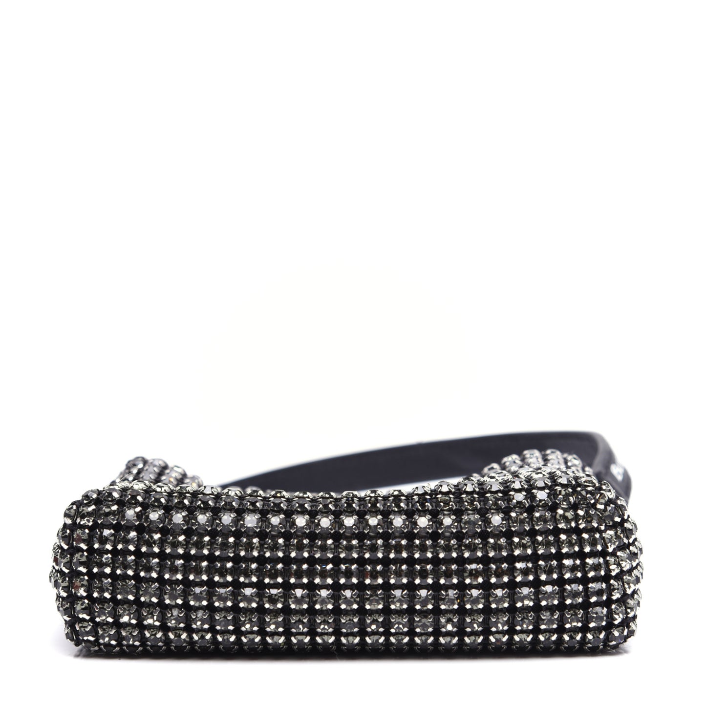 Mesh Crystal Rhinestone Mini Heiress Pouch Black Silver