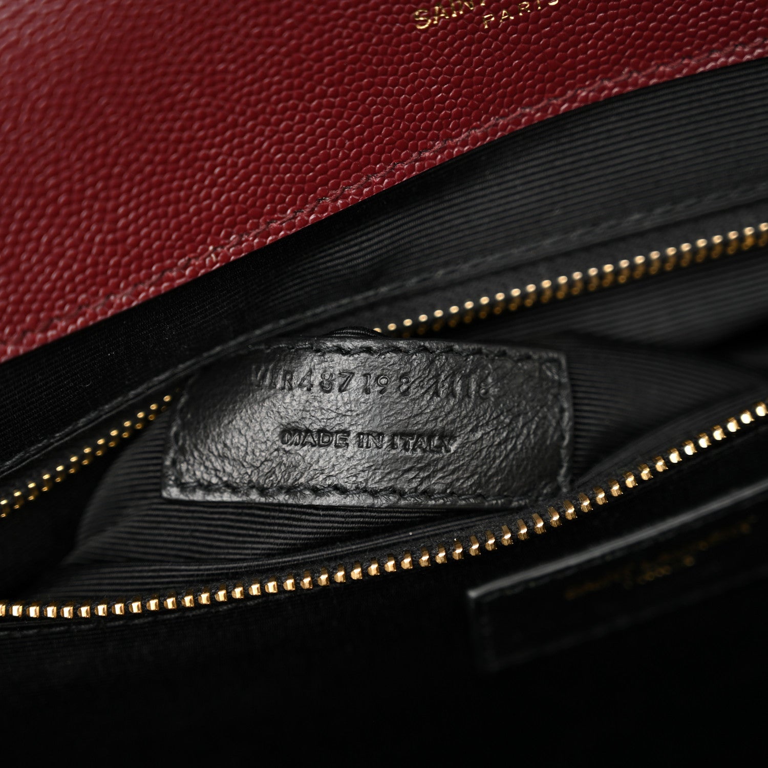 Saint Laurent Grain De Poudre Mixed Matelasse Large Triquilt Monogram Satchel Rouge Legion 7 of 16