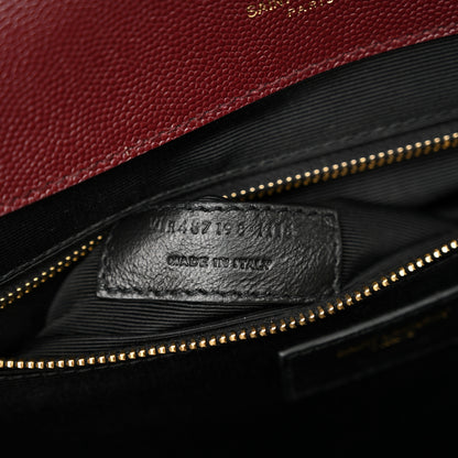 Saint Laurent Grain De Poudre Mixed Matelasse Large Triquilt Monogram Satchel Rouge Legion 7 of 16