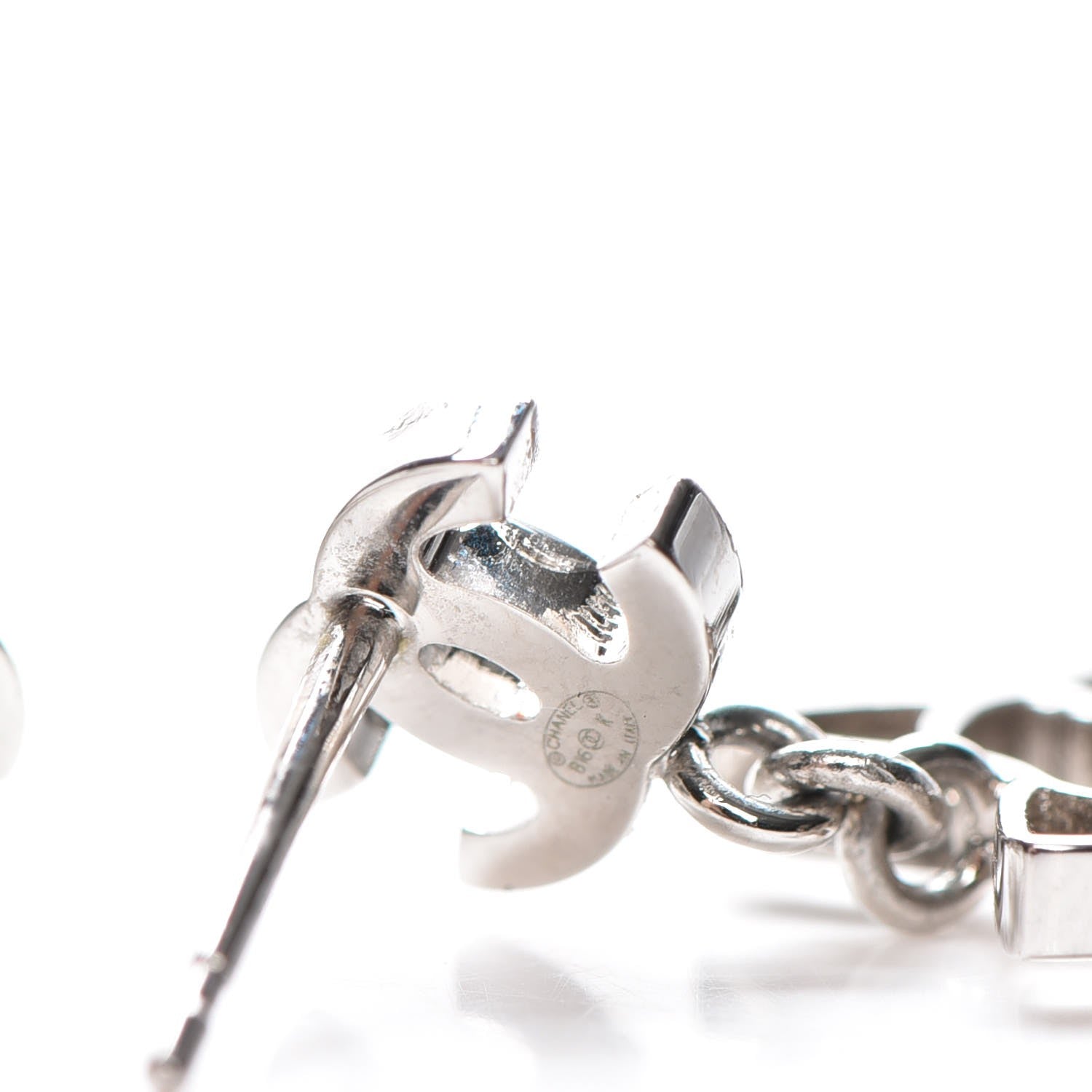 Chanel Crystal Emoji Choupette Cat CC Earrings Silver 4 of 5