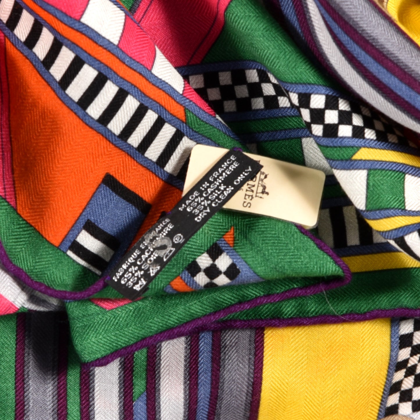 Cashmere Silk Brides Et Gris Shawl 140 Black Jaune Vif Violet