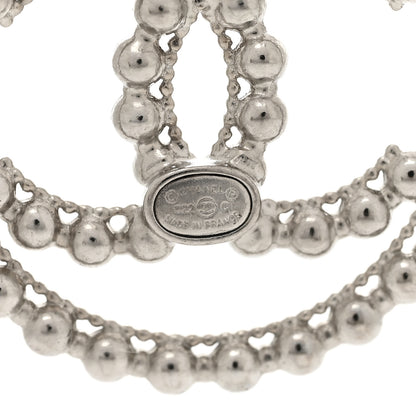 Chanel Metal Bead Round CC Drop Earrings Silver 4 of 5