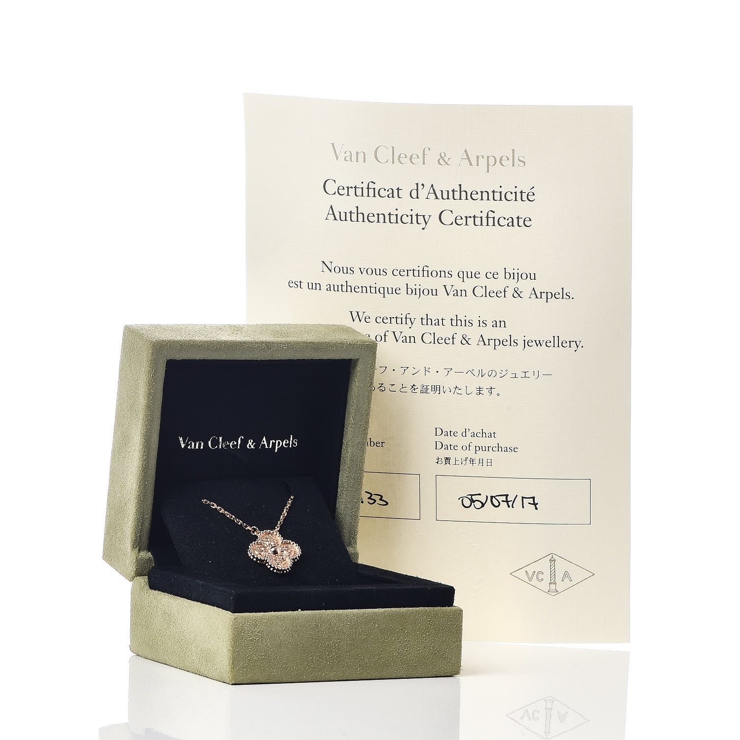 Van Cleef & Arpels 18K Rose Gold Vintage Alhambra Pendant Necklace 6 of 6