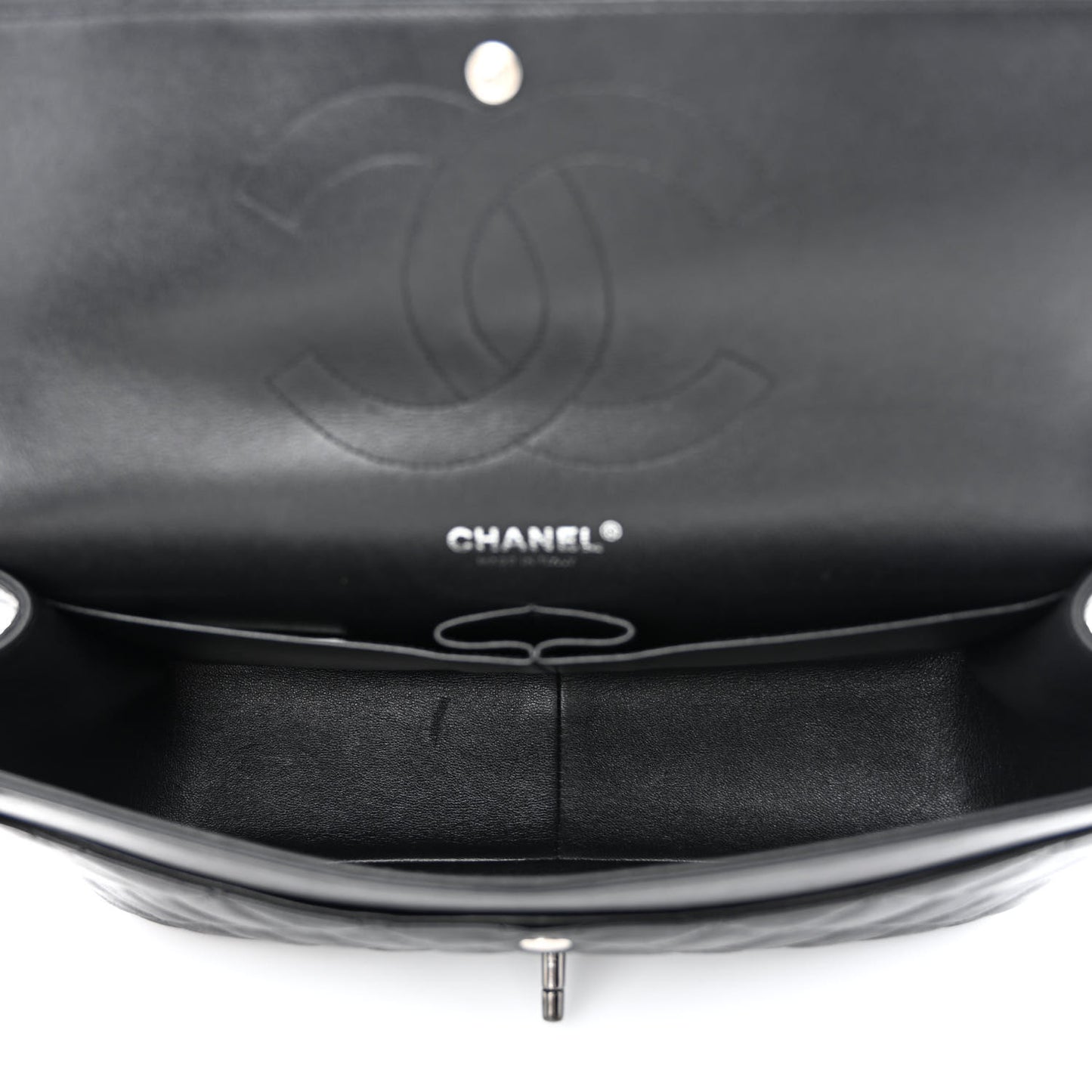 Crumpled Calfskin Quilted Jumbo Double Flap So Black