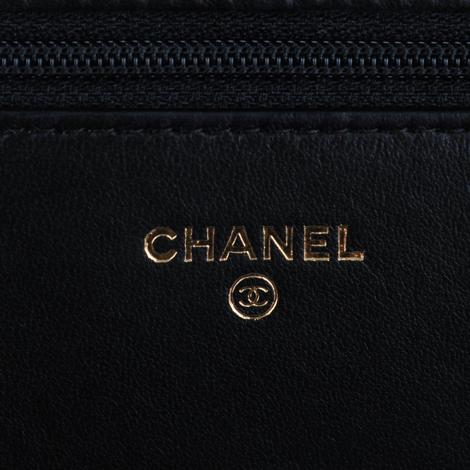 Chanel Lambskin Camellia Embossed Wallet On Chain WOC Black Gold 6 of 8
