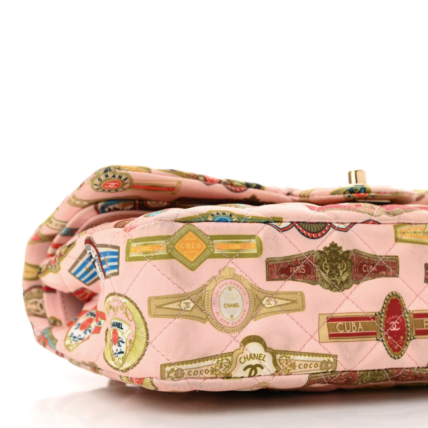Satin Paris Cuba Cigare Print Medium Double Flap Pink