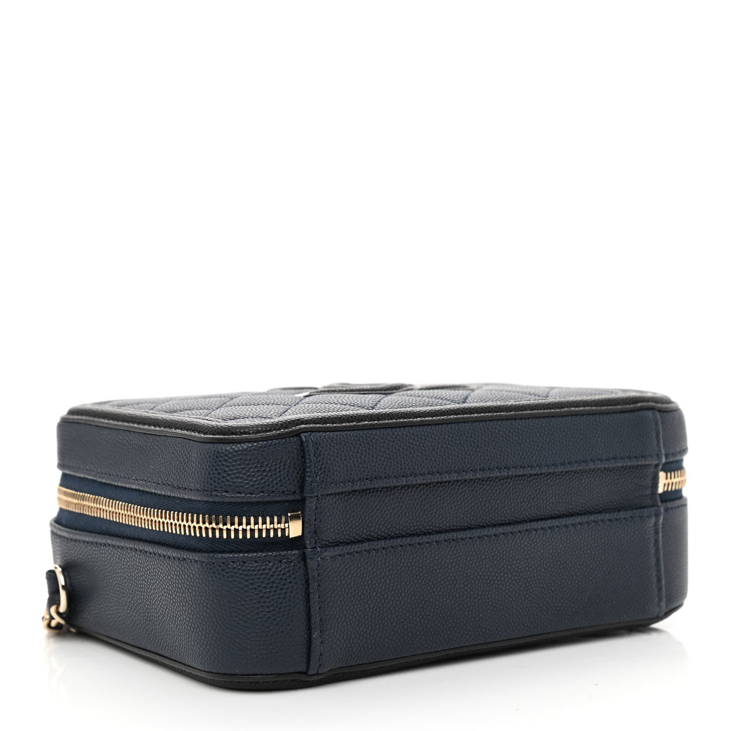 Caviar Quilted Small CC Filigree Vanity Case Navy Black
