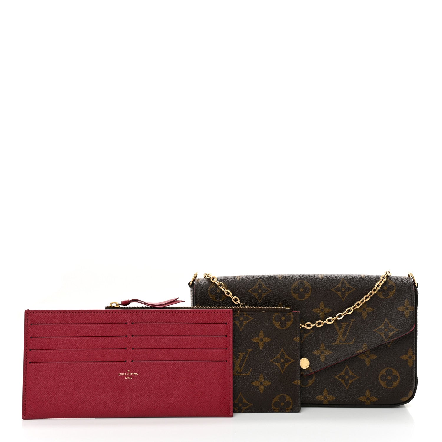 Louis Vuitton Monogram Pochette Felicie Chain Wallet Fuchsia 3 of 15