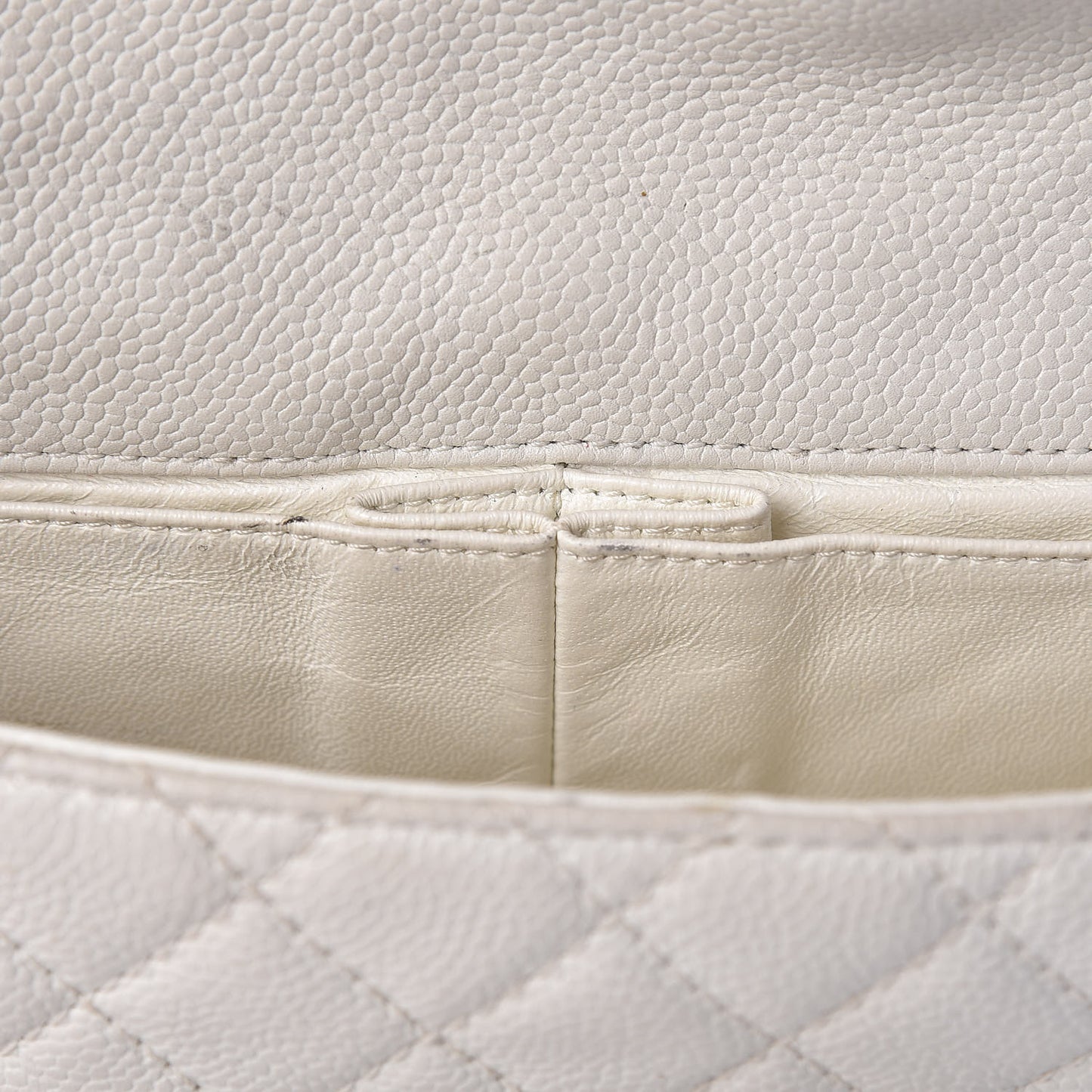 Soft Caviar Quilted East West Flap White