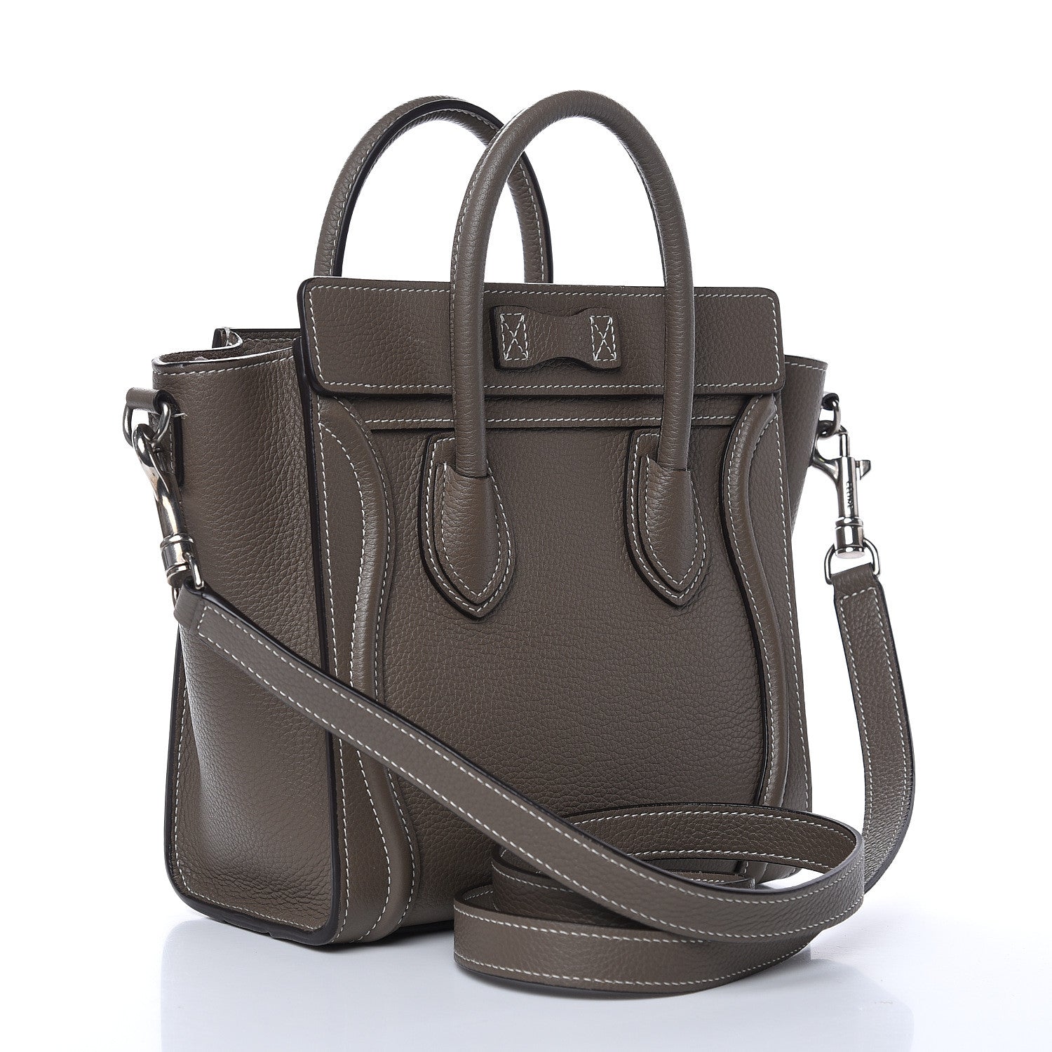 Celine Drummed Calfskin Nano Luggage Souris 3 of 11