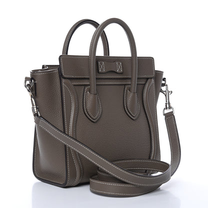 Celine Drummed Calfskin Nano Luggage Souris 3 of 11