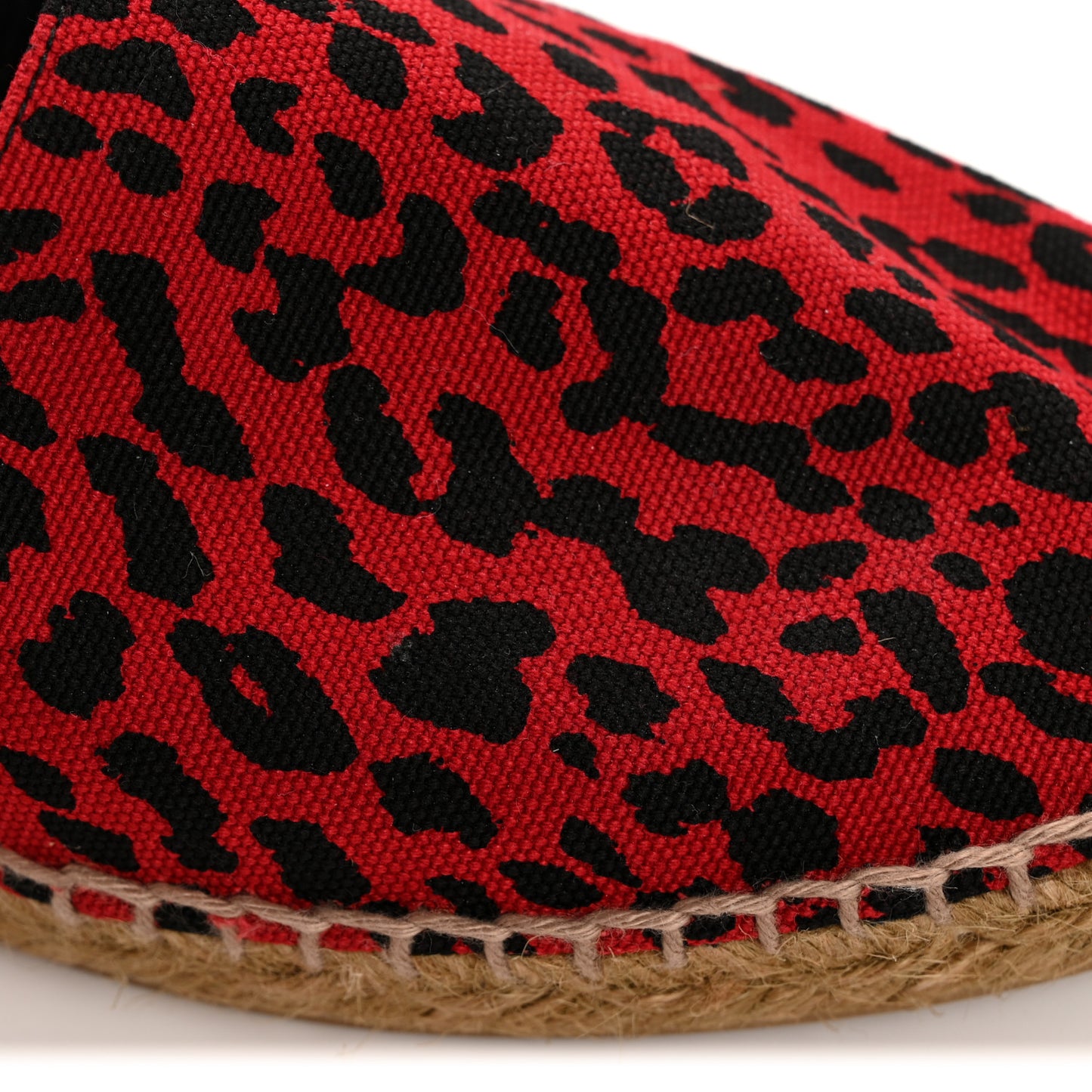 Canvas Leopard Print Espadrilles 38 Red Black
