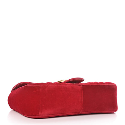 Gucci Velvet Matelasse Small GG Marmont Shoulder Bag Hibiscus Red 4 of 12