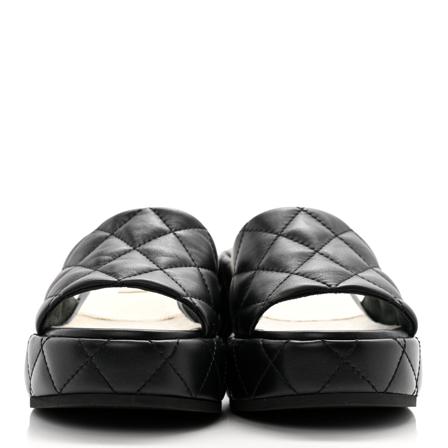 Chanel Lambskin Quilted Camelia CC Wedge Sandal Mules 38 Black 2 of 11