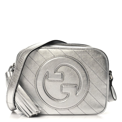 Gucci Metallic Sakai Be Green Calfskin Diagonal Stitched Small Blondie Shoulder Bag Silver 1 of 10