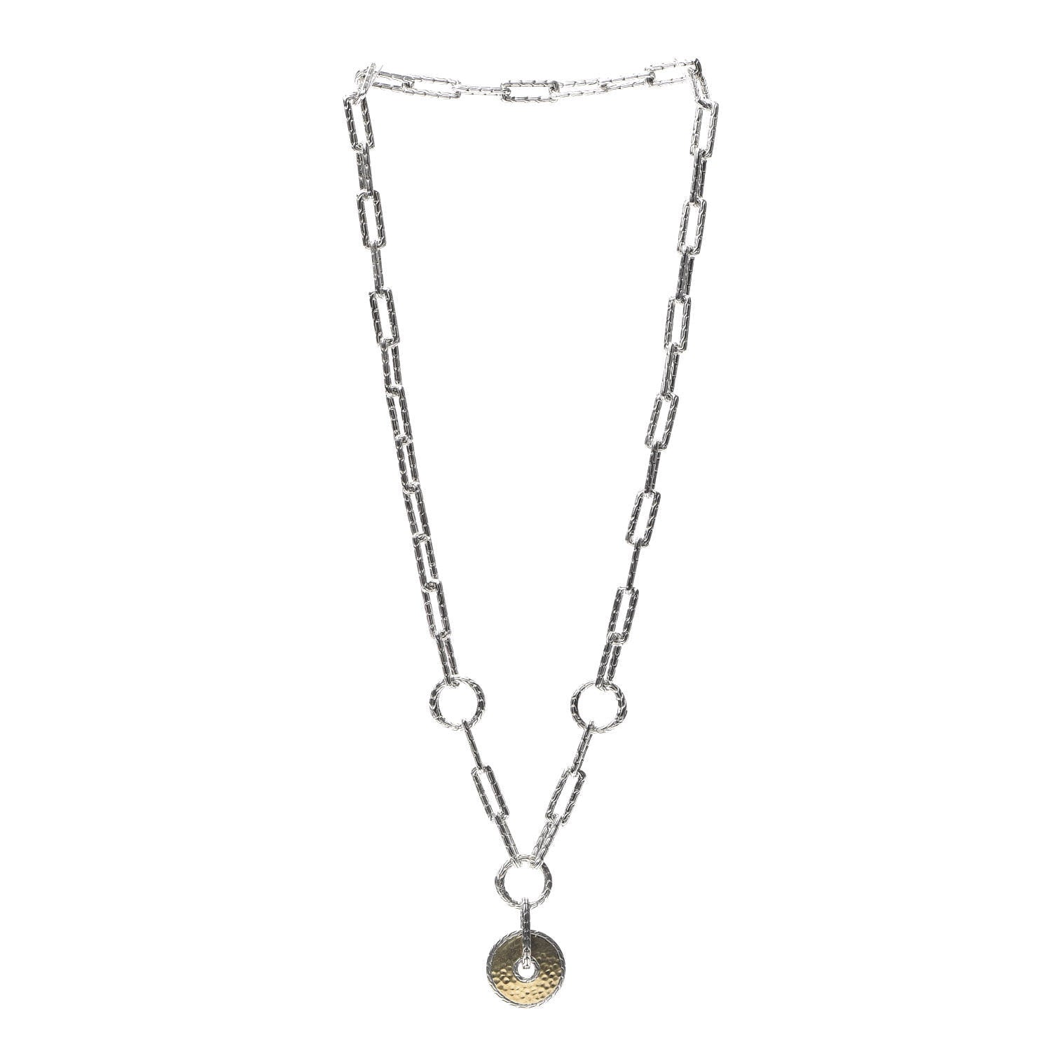 John Hardy Sterling Silver 18K Yellow Gold Long Link Hammered Amulet Necklace 2 of 4