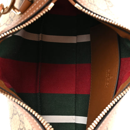 Gucci GG Supreme Monogram Textured Calfskin Small Emblem Shoulder Bag Beige Dark Brown 4 of 9