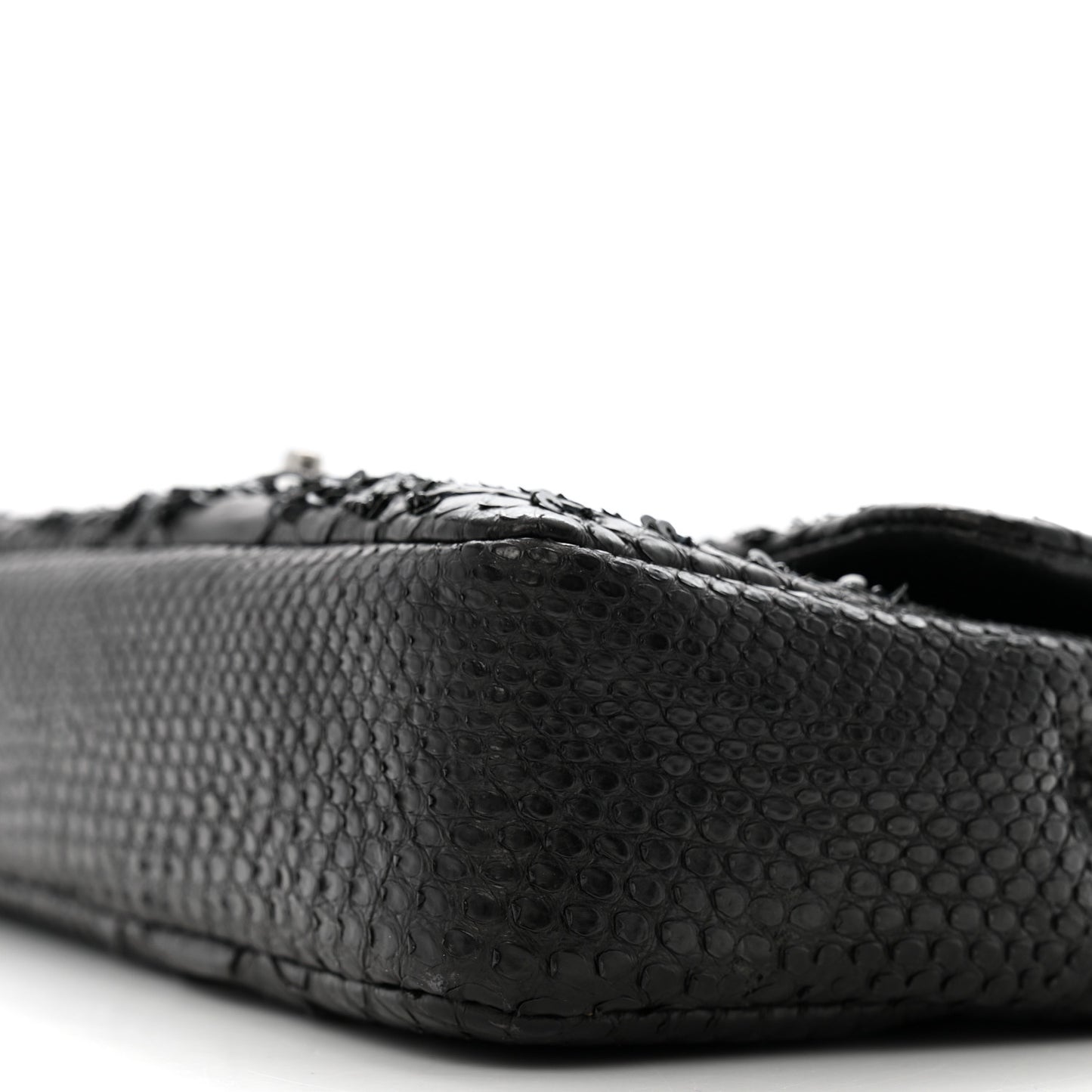 Metallic Snakeskin Sequin Flap Black