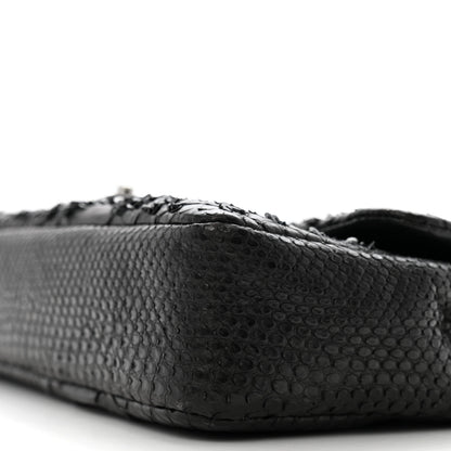 Chanel Metallic Snakeskin Sequin Flap Black 10 of 14