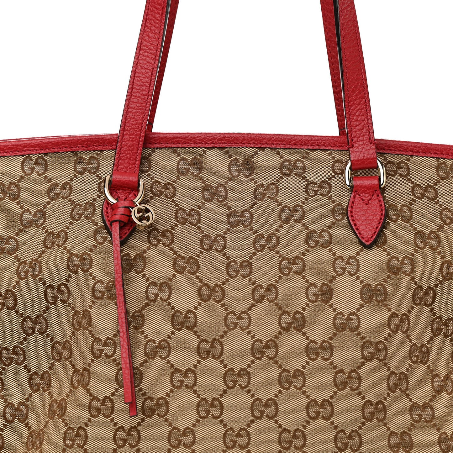Monogram Bree Zippered Tote Beige Red