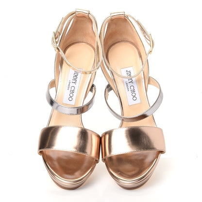 Jimmy Choo Metallic Calfskin Dose Sandals 38.5 Metallic Mix 5 of 9