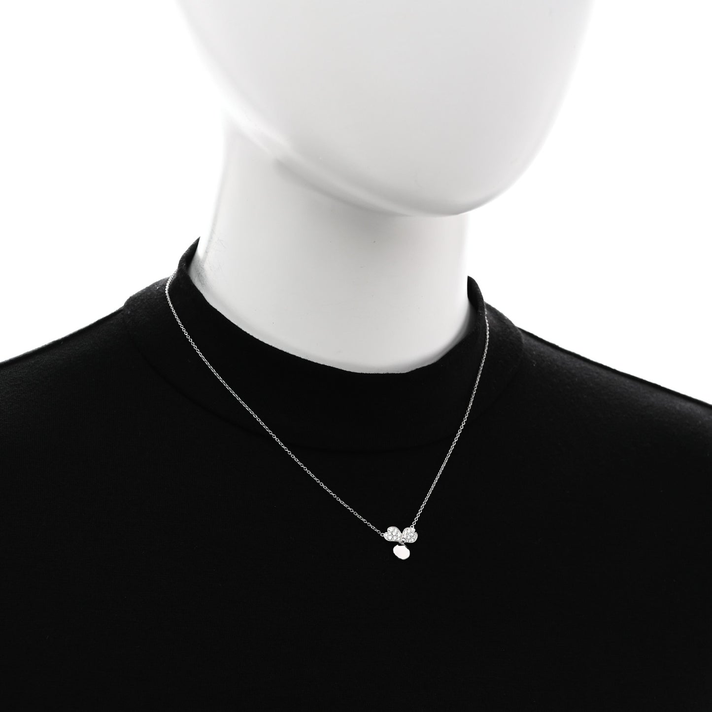 Platinum Diamond .17ctw Small Paper Flowers Pendant Necklace