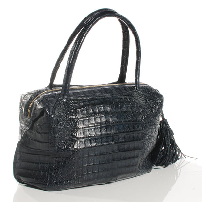 Nancy Gonzalez Crocodile Tassel Handbag Navy 3 of 7