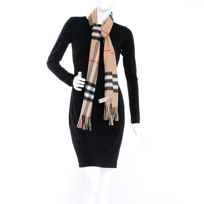 Burberry Cashmere Giant Check Fringe Scarf Camel 2 of 6