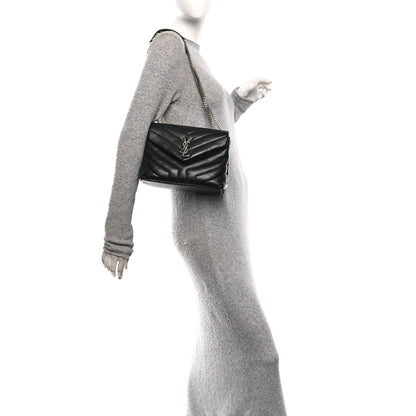 Saint Laurent Calfskin Y Quilted Monogram Small Loulou Chain Satchel Black 2 of 11