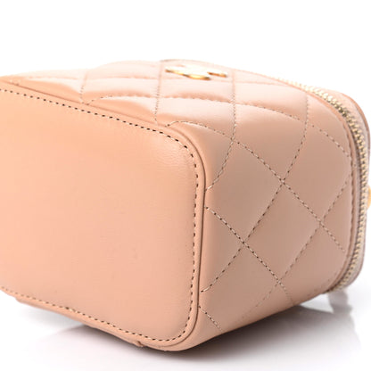 Chanel Lambskin Quilted Top Handle Mini Vanity Case With Chain Beige 9 of 9
