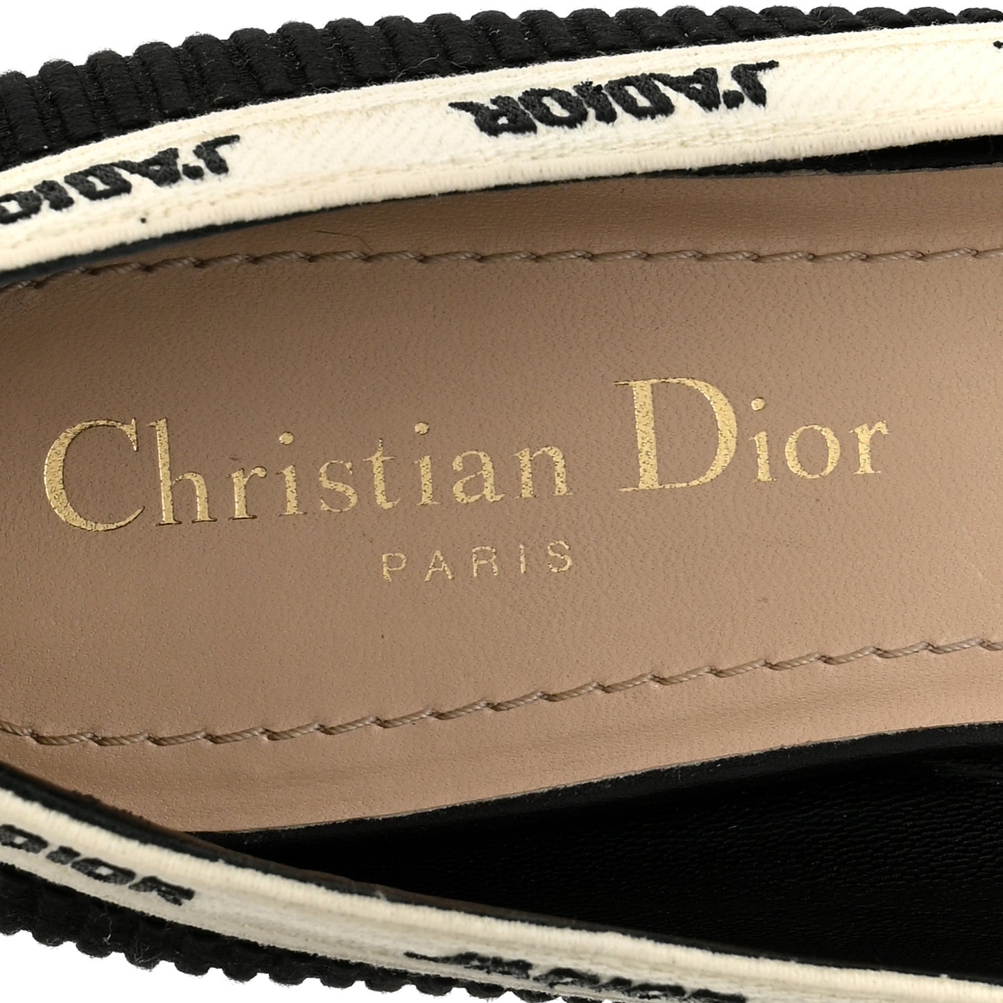 Fabric Ribbon Embroidered J'Adior Ballet Flats 37.5 Black