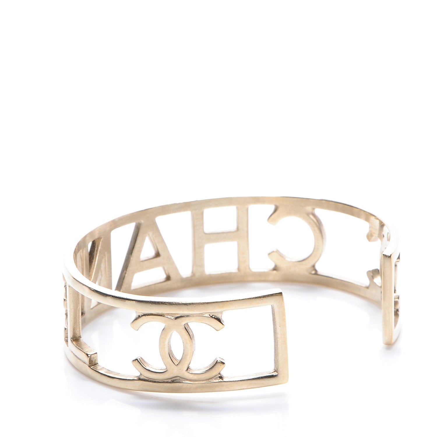 Chanel Metal Logo Cuff Gold 3 of 4